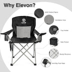 Camping Chair, Portable Folding Outdoor Chair with Arms, Cup Holder and Carry Bag