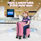 Kids Ride On Suitcase with Wheels, Scooter Luggage for Toddlers Travel, Durable Children's Suitcase for Boys & Girls Ages 2-15 Years Pink