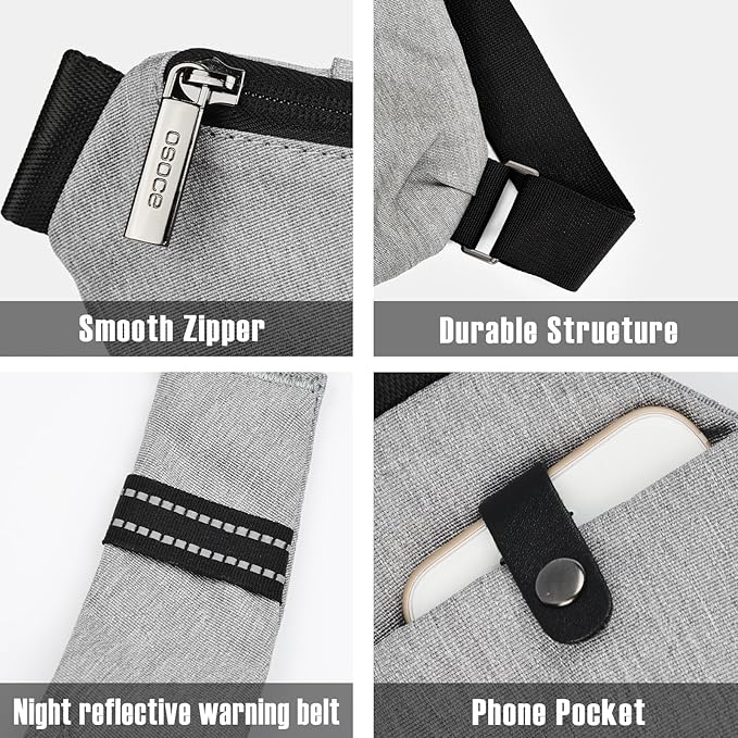 Anti Theft Crossbody Bags Sling Bag for Women Men Waterproof Wander Bag for Sports and Travel. (1.0Light Grey, Large)