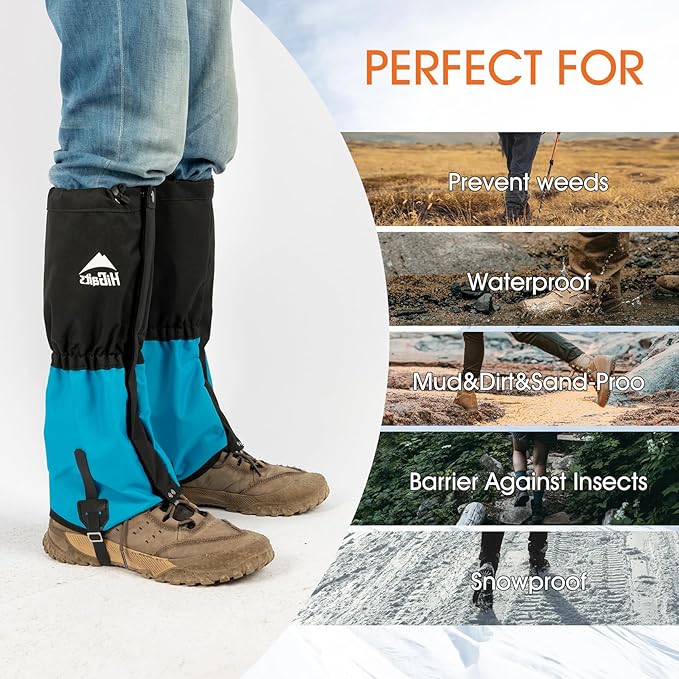 Waterproof Adjustable Leg Gaiters for Men and Women Snow Boot Gaiters for Hiking in Hunting Sand and Mud Mountain Climbing or Snowshoeing