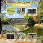 ADVOKAIR Camping Hammock with Mosquito Net and Rain Fly, Up to 500lbs, Ultralight and Portable Nylon Travel Hanging Hammock with Tree Straps, Perfect for Outside, Backpacking, Hiking and Backyard