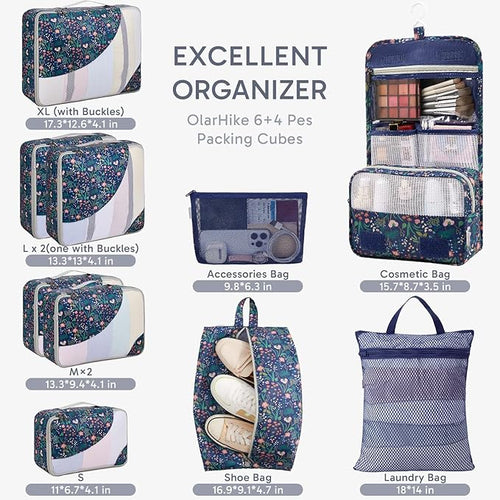 10 Set Packing Cubes for Travel, Gifts for Women Mom,Anti-Tearing Suitcase Organizer,OlarHike Vacation Essentials & Accessories for Cruise Ship