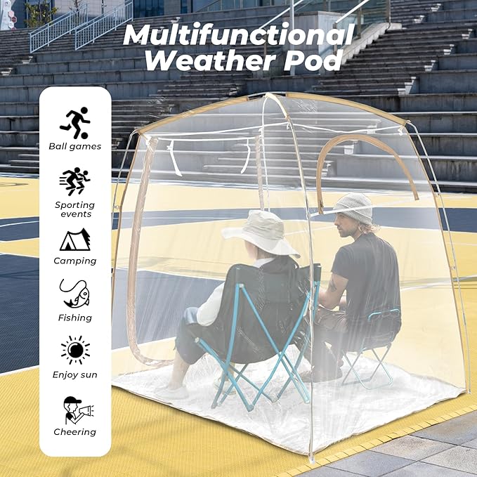 All Weather Proof Pod Sports Pod,540°View Weather Tent,1-4 Person Instant Tent with Sealed Floor,Outdoor Screen House with Carrying Bag,Screen Room for Sport Event,Camping,Fishing