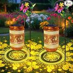 2 Pack Butterfly Solar Lanterns Outdoor Waterproof Solar Garden Decor, Birthday Gifts for Women Mom Grandma, Metal Hanging Lights with Shepherd Hook for Outside Yard Patio Pathway Backyard Porch