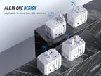 EPICKA Universal Travel Adapter, European Travel Plug Adapter - International Power Adapter Worldwide Charger with USB-C & 4 USB-A Ports, Travel Essentials for Italy, Japan, Europe, UK (TA-105, White)
