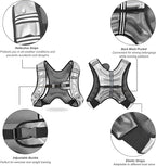 Weighted Vest, 6lb/8lb/12lb/16lb/20lb/25lb/30lb Weight Vest with Reflective Stripe, Weighted Vest for Men Women Workout Equipment for Strength Training, Running, Jogging, Fitness, Weight Loss