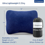 DREAMCARE Camping Pillow, Memory Foam Travel Pillow, Camping Accessories - Small Pillow Camping Essentials Camping Pillows for Sleeping, Backpacking Pillow, Travel Pillows for Sleeping (Medium,Blue)