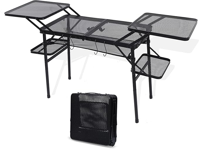 Nice C Camping Table, Compact Folding Table, Tailgate Grill Table, Outdoor Tables, Camping Tables That Fold Up Lightweight, with 4 Side Tables & Mesh Net for BBQ, Camping