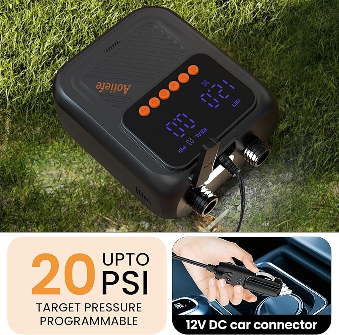 Electric Paddle Board Pump, 20PSI SUP pump for Paddleboard,Dual Stage Inflation&Deflation, Auto-Off and 12V DC connector for Stand-Up Paddle Boards, Kayaks, Boats & Inflatables