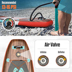 11'6"x35"x6" Wood Grain Stand Up Paddle Board Inflatable, Portable SUP Paddleboard with Complete Accessories, Camera Mount and 10L Dry Bag,Extra Wide Blow Up Paddle Board for Adults Youth Family
