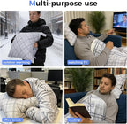 3 in 1 Travel Pillow Blanket Set with Removable Flannel Blanket Throw,Hand Warmer Pockets,Pillow (Color5, 60in*79in)