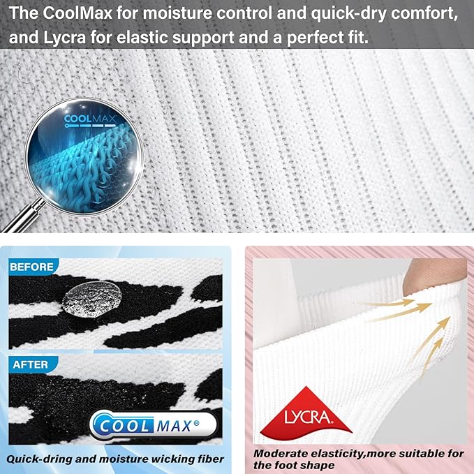 Hylaea Quarter Athletic Running Socks No Blister, Cushion Moisture Wicking Socks for Cycling Sport