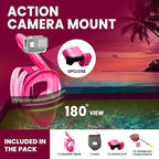 DaddyGoFish Kids Snorkel Mask | Snorkle Snorkeling Gear with Camera Mount | Extendable Telescopic Landing Fishing Net & Snorkeling Mask Combo Set Anti-Fog Anti-Leak