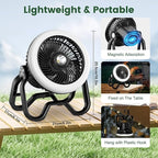 Portable Rechargeable Camping Fan with LED Lantern-40Hrs, Battery Operated Oscillating Fan with Remote, 3 Speeds for Tents, Outdoor, RV, Outage（Black）