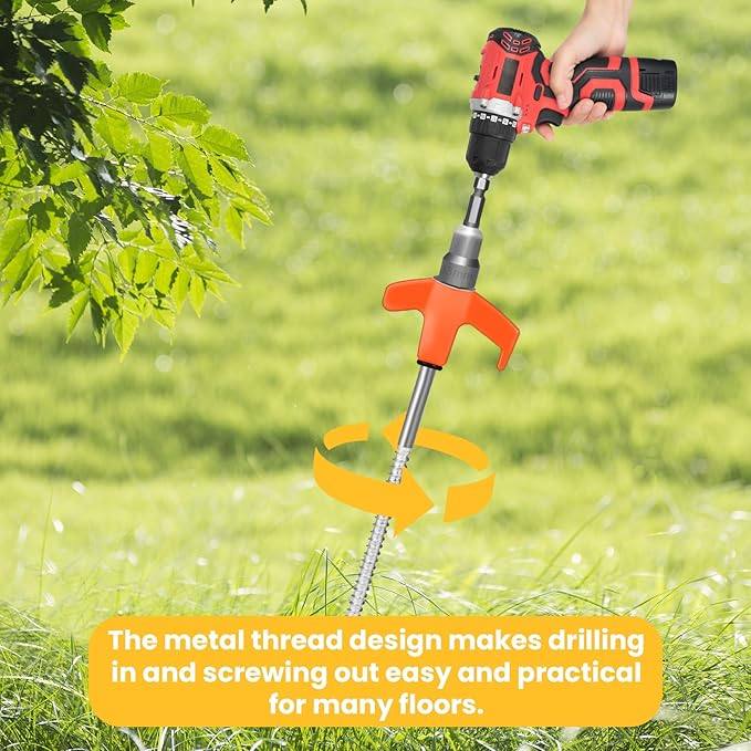 20 Pack 8" Screw in Tent Stakes Heavy Duty- Ground Anchors Screw- Tent Pegs Camping Stakes- Hex Pegs Drillable Tent Stakes and Hexagon Head Drive and Storage Box (Orange)