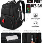 YOREPEK 18.4 Laptop Large Backpacks Fit Most 18 Inch Laptop with USB Charger Port,TSA Friendly Flight Approved Weekend Carry on Backpack with Luggage Strap for Men and Women, Black