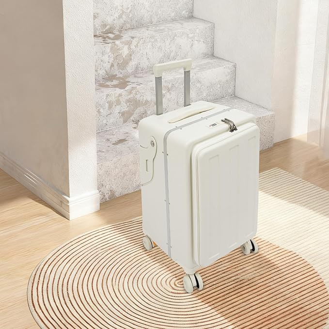 Kid Ride-On Suitcase, 22-Inch Carry-On Luggage with Front Opening, 4 Swivel Wheels, Supports 143 lbs, Portable Kids Travel Trolley for Airplane & Toddler Trips