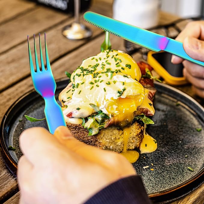 Camping Flatware Colorful Fork Spoon Knife Bottle Opener Silverware Outdoor Portable Cutlery Tactical Utensil Set 4 Pieces Foldable Durable Reusable Easy to Clean