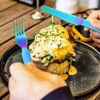 Camping Flatware Colorful Fork Spoon Knife Bottle Opener Silverware Outdoor Portable Cutlery Tactical Utensil Set 4 Pieces Foldable Durable Reusable Easy to Clean