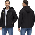 TACVASEN Men's Rain Jacket Lightweight Windbreaker with Hooded Water Resistant Outdoor Raincoat for Hiking Travel Camping