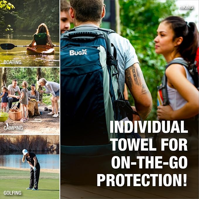 CoreTex Bug X FR DEET-Free Insect Repellent Wipes - Pack of 25 Single-Use, Naturally Derived Geranium Oil Bug Wipes - Protects Against Flies, Fleas & Mosquitoes - Travel Mosquito Repellent Towelettes