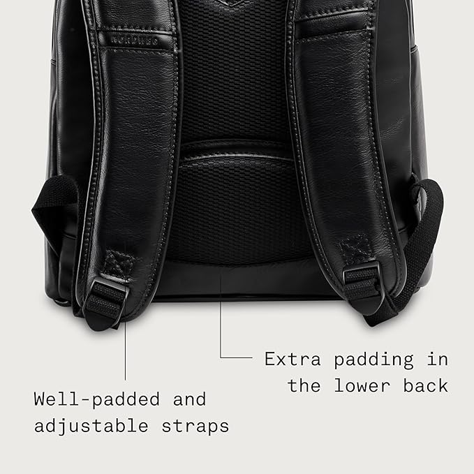 Nordweg Leather Laptop Backpack NW074B – Lightweight Daypack for Work, Travel & College – Fits Laptops up to 15.6” (Black)