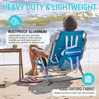 #WEJOY Folding Beach Chair for Adults, 4-Position Aluminum Lightweight Beach Chair, Low Sands Chairs with Shoulder Strap, Cup Holder and Padded Headrest, Supports 265lbs for Lawn