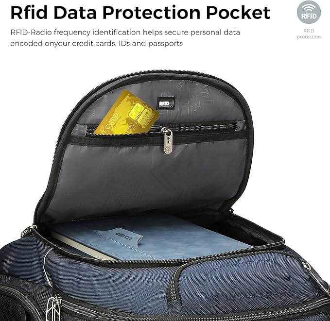 Swissdigital Design TSA Business Laptop Backpack For Men,Travel Backpack With USB Charging Port,College Tech Backpacks With RFID Pockets Presents For Men Fits 15.6 Inch Computer Blue | J16BT-12