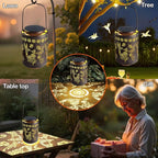 Upgraded Solar Hummingbird Lights for Outside Garden Decor Gifts for Women Mom Grandma, Metal Hanging Solar Lanterns Outdoor Waterproof with Copper Finish Lantern for Patio, Yard, Porch, Pathway
