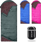 0 Degree Sleeping Bag for Cold Weather,100% Cotton Flannel XXL for Adults Big and Tall Cold Weather Winter Zero Degree Camping,Free Compression Sack