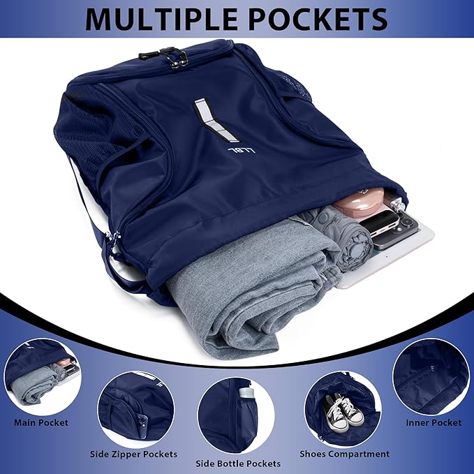 Drawstring Gym Backpack, Sports Bag with Adjustable Shoulder Straps, Cinch Sack for Fitness, Swimming, Travel (Beige)