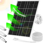 8W Solar Panel for Security Camera, Micro USB & USB-C & DC Ports High Conversion Rate Solar Panel for Built-in Rechargeable Battery Outdoor Cameras, Waterproof & Fast Charging & 360° Freely Adjustable