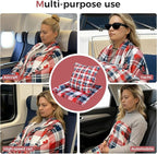 3 in 1 Travel Pillow Blanket Set with Removable Flannel Blanket Throw,Hand Warmer Pockets,Pillow (Color2, 50in*60in)