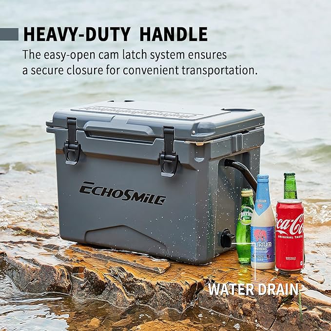 EchoSmile 25/30/35/40/60/75 Quart Rotomolded Cooler, Built to Stand up to The Rigors of The Journey