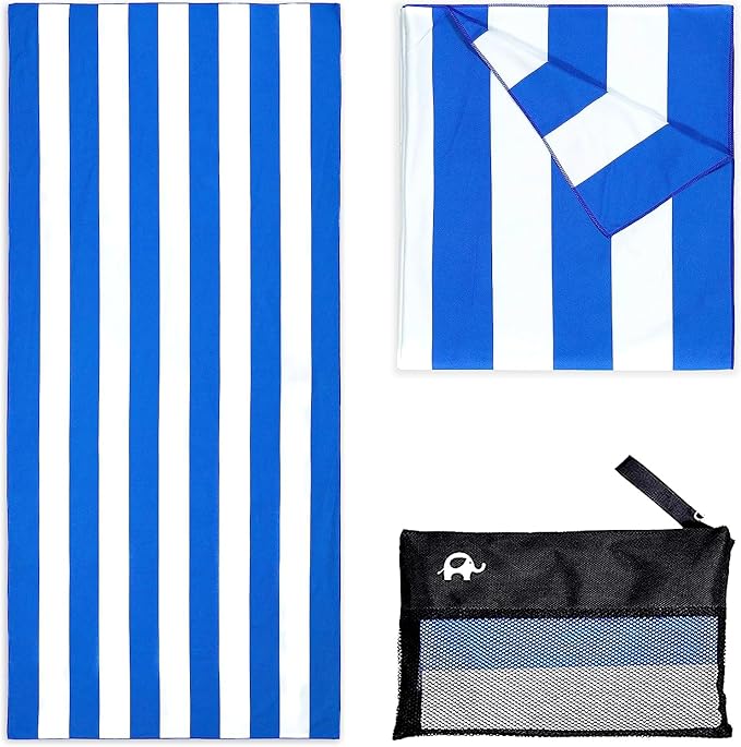 Elite Trend Quick Dry Towel Large 63x31 Inch - Microfiber Beach Towel - Perfect for Beach, Travel, Swimming, Pool, Yoga, Hiking, Camping - Lightweight, Fast Drying, Compact for Adults (Cabana Blue)