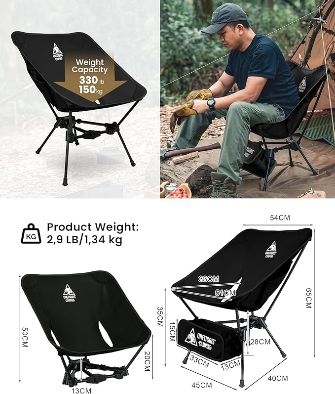 ONETIGRIS Tigerblade Camping Chair, Lightweight Folding Backpacking Hiking Chair, Compact Portable 330 lbs Capacity