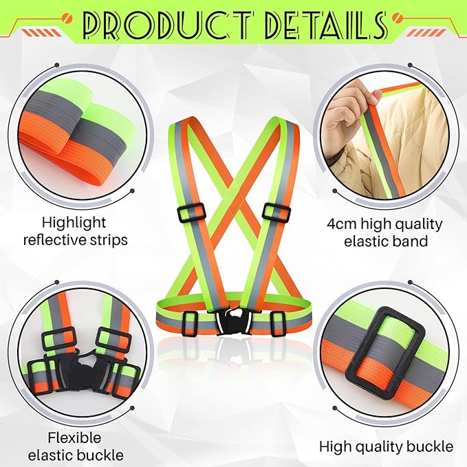 Hercicy Reflective Running Vest Reflective Running Shirt with Safety Straps High Visibility Construction Vest for Night Cycling Hiking Jogging Dog Walking