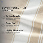 Cotton Turkish Beach Towel with Towels Oversized 36"x72" Pool Absorbent Extra Large Quick Dry Sand Travel Towel (Beige, 4 Pack)