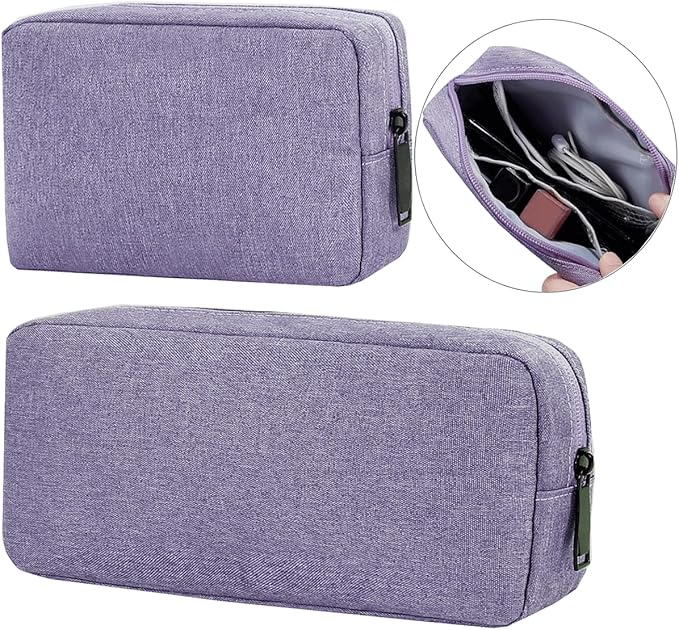 CAAORDKSO Small Cable Organizer Bag, Charger Organizer Case Pouch Travel Bag, Waterproof Electronics Accessories Case for USB, Cable, Cord, Charger, Phone, Power Bank, Earphone (Small-Purple)