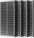 400 Watt Bifacial Solar Panel 4pcs 100 Watt, 18BB Monocrystalline Dual-Sided 12V/24V High Efficiency Module for RV, Boat, Cabin, Camping, Off-Grid Power Systems