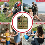 Survival First Aid Kit, MOLLE Medical Pouch Tactical First Aid Kit for Home, Car, Hiking, Travel, Camping, JungleGreen