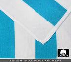 COTTON CRAFT Oversized Beach Towels - 2 Pack XXL 35x84 - The Big Kahuna 7 Foot Extra Large Beach Blanket Towel - Big & Tall - Huge 100% Cotton Velour Soft Luxury Pool Bath Towel - Cabana Stripe Aqua