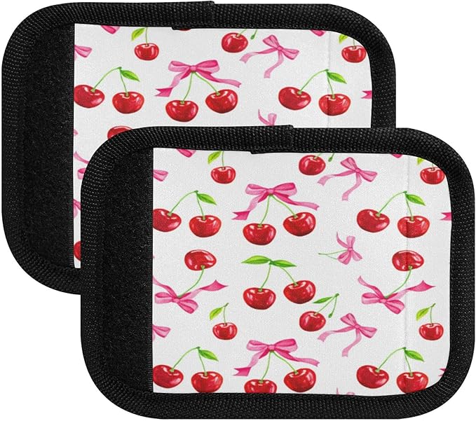 4 Pack Cherry Luggage Handle Wrap, Detachable Luggage Tag, Neoprene Suitcase Wrap with Comfort Grip & Bright Identifier for Suitcase, Travel Bag, Sports Bag