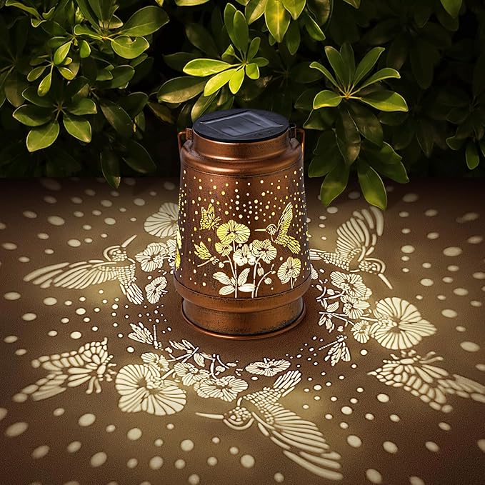 Solar Lanterns Outdoor Waterproof Hummingbird Garden Decorations Gifts for Women Gifts for Mom Grandma Birthday Gifts Hanging Solar Lanterns Outdoor for Patio Decoration, Deck, Lawn, Passageway