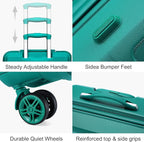 Kono 20'' Carry on Luggage Lightweight with Spinner Wheel TSA Lock Hardside Luggage Durable Small Carry on Suitcase Turquoise