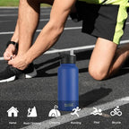 HASLE OUTFITTERS 32 oz Insulated Water Bottle Stainless Steel Double Walled Vacuum Sports Water Bottle with 2 Lids (Straw and Spout Lid) for Gym Camping Hiking(Royal Blue,1)