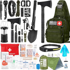 Survival Kit, 268 Pcs Emergency Survival Gear and Equipment Supplies with First Aid Kit, Camping Axe, Headlamp, Tent, Crossbody Bag for Camping Hiking, Hunting, Car, Gift for Christmas Men, Dads, Him