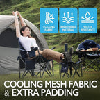 Oversized Folding Camping Chair for Adults, Supports 500 lbs – Breathable Fabric, Insulated Cup Holder, 8-Can Cooler, Padded Backrest & Seat, Storage Pouch, Carry Bag