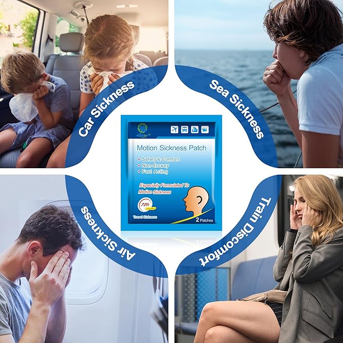 KONGDY 100 Counts Motion Sickness Patches for Kids Adults, Seasick Patches for Cruise with Waterproof and Non Drowsy, Sea Sickness Patches Behind Ear