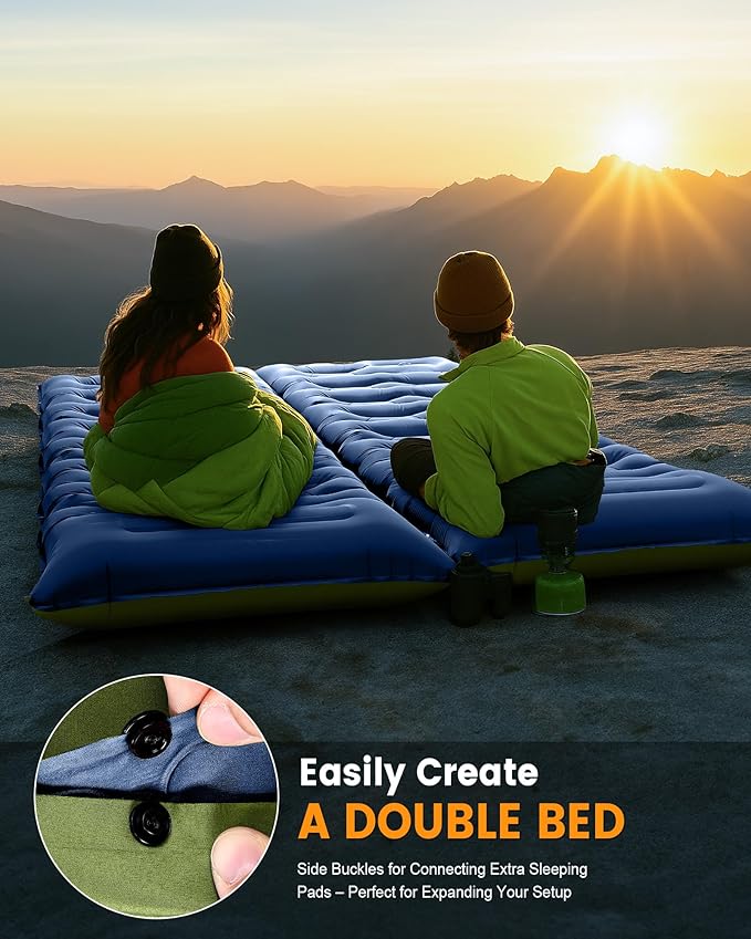 Camping Sleeping Pad,5.9 Inch Thick Camping Mat with Built in Pillow and Foot Pump,Self Inflating Sleeping Pad Ultralight for Camping Backpacking Tent（Green
